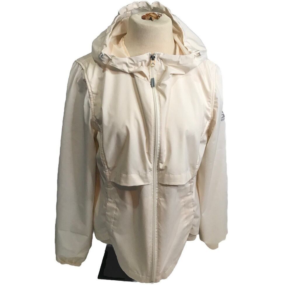 Women’s Gerry Cream Ivory Full Zip Hooded Windbreaker Size Medium